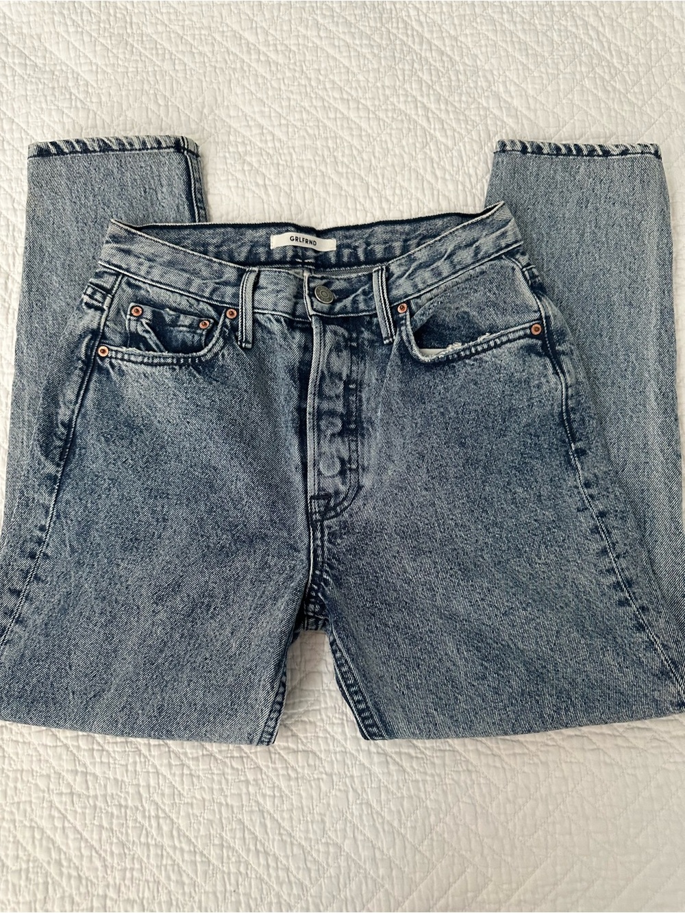 GRLFRND The Karolina Cropped Jeans Womens 25 Blue Denim Cotton High Rise Casual